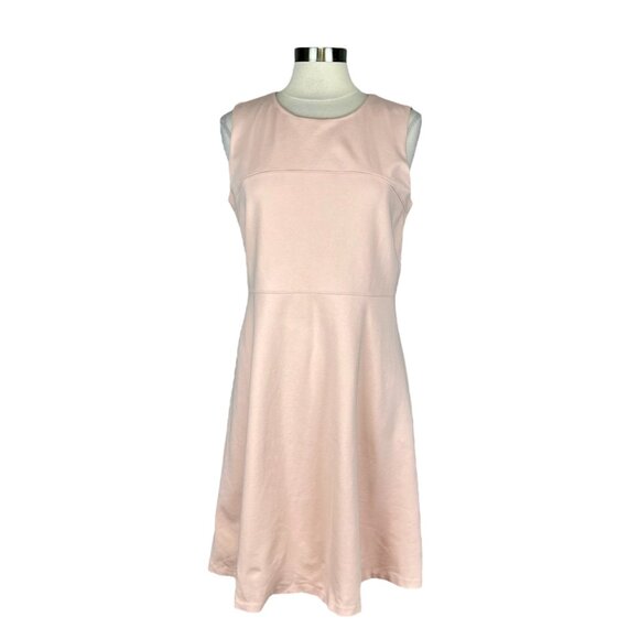 Talbots Womens Petite Sleeveless Ponte Knit Dress Blush Pink Fit Flare size 12P - Picture 1 of 10